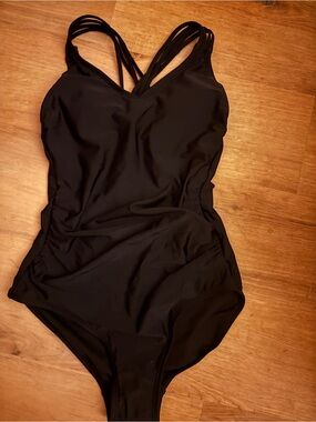 Kona Sol Black One-Piece Swimsuit with Strappy Back Detail